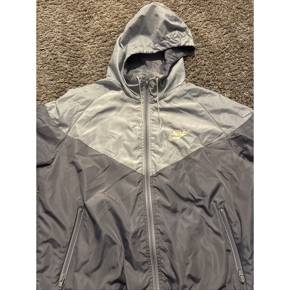 Vtg 1980s 80s Nike Blue Tag Gray Nylon Windbreaker Mens L Track Zip Jacket USA